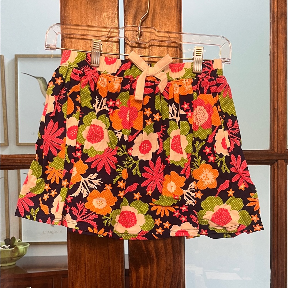J. Khaki Floral Print Skirt with Bow
